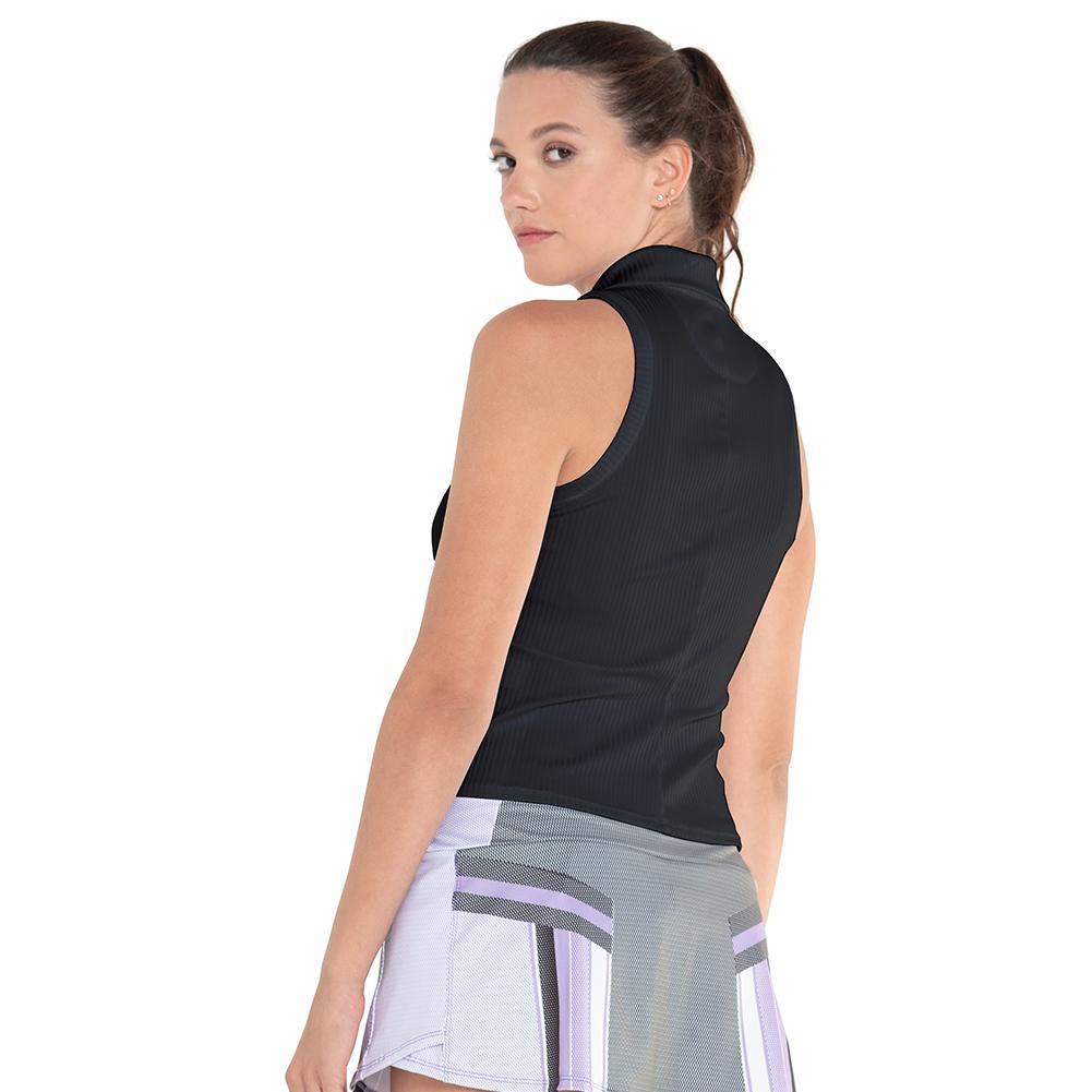 Women's Sleeveless Rib Tennis Polo Black Apparel K-Swiss