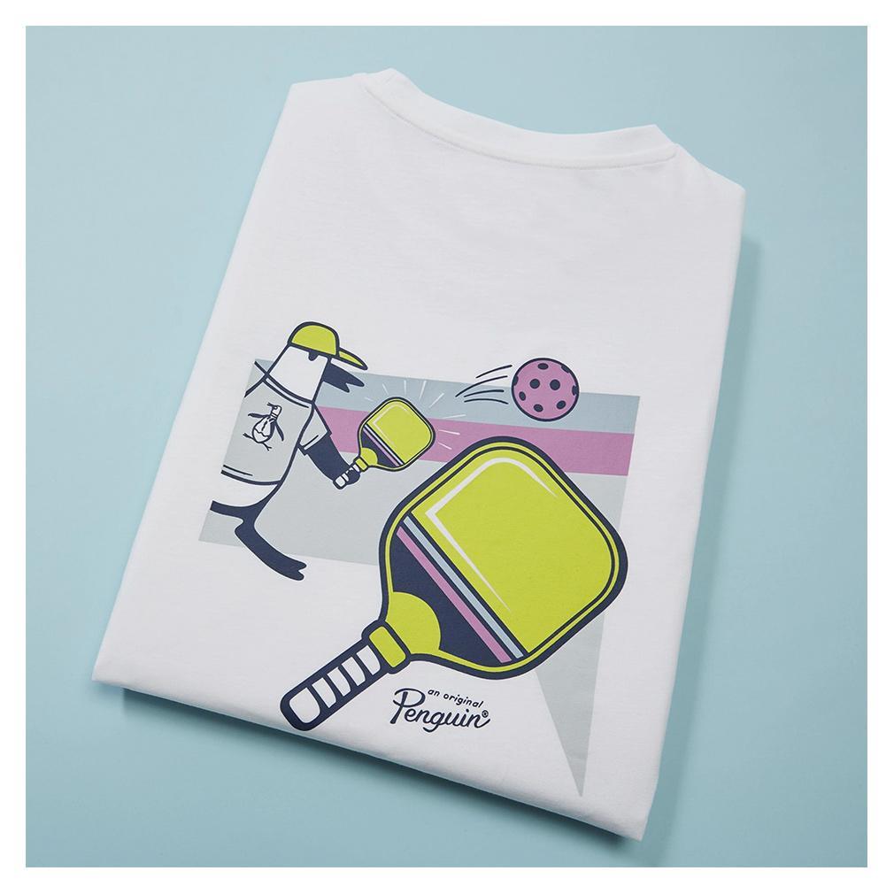 Men`s Trademark Pickleball Back Graphic Tee Bright White Apparel Penguin