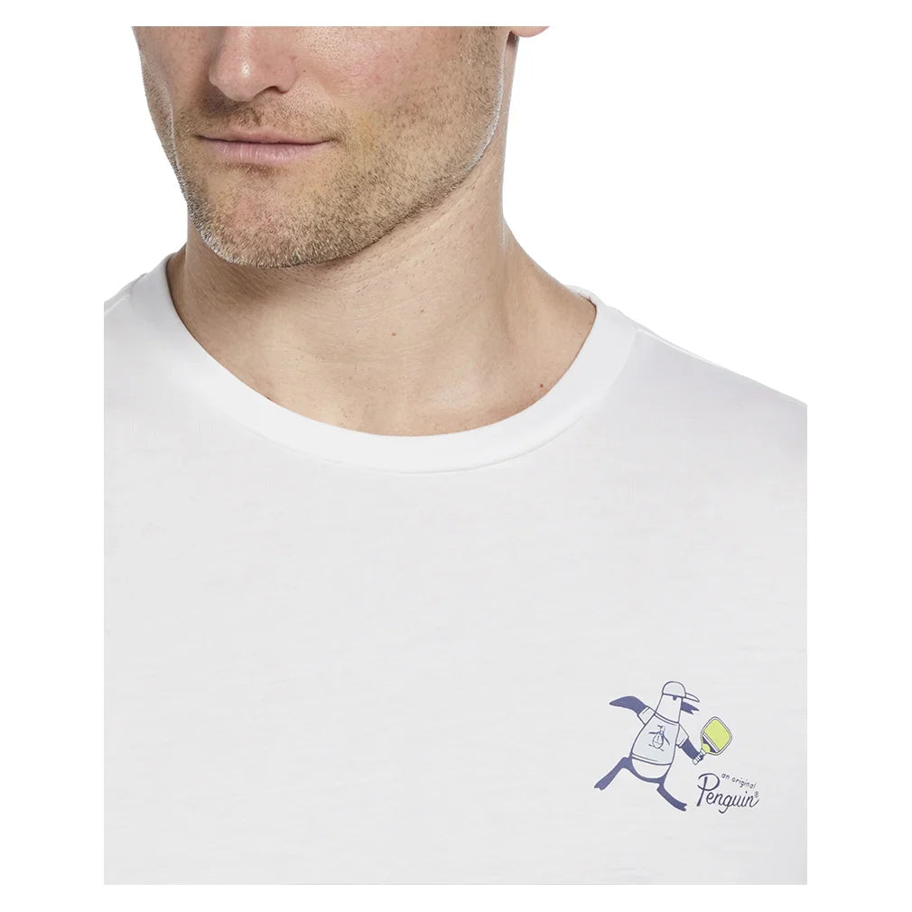 Men`s Trademark Pickleball Back Graphic Tee Bright White Apparel Penguin