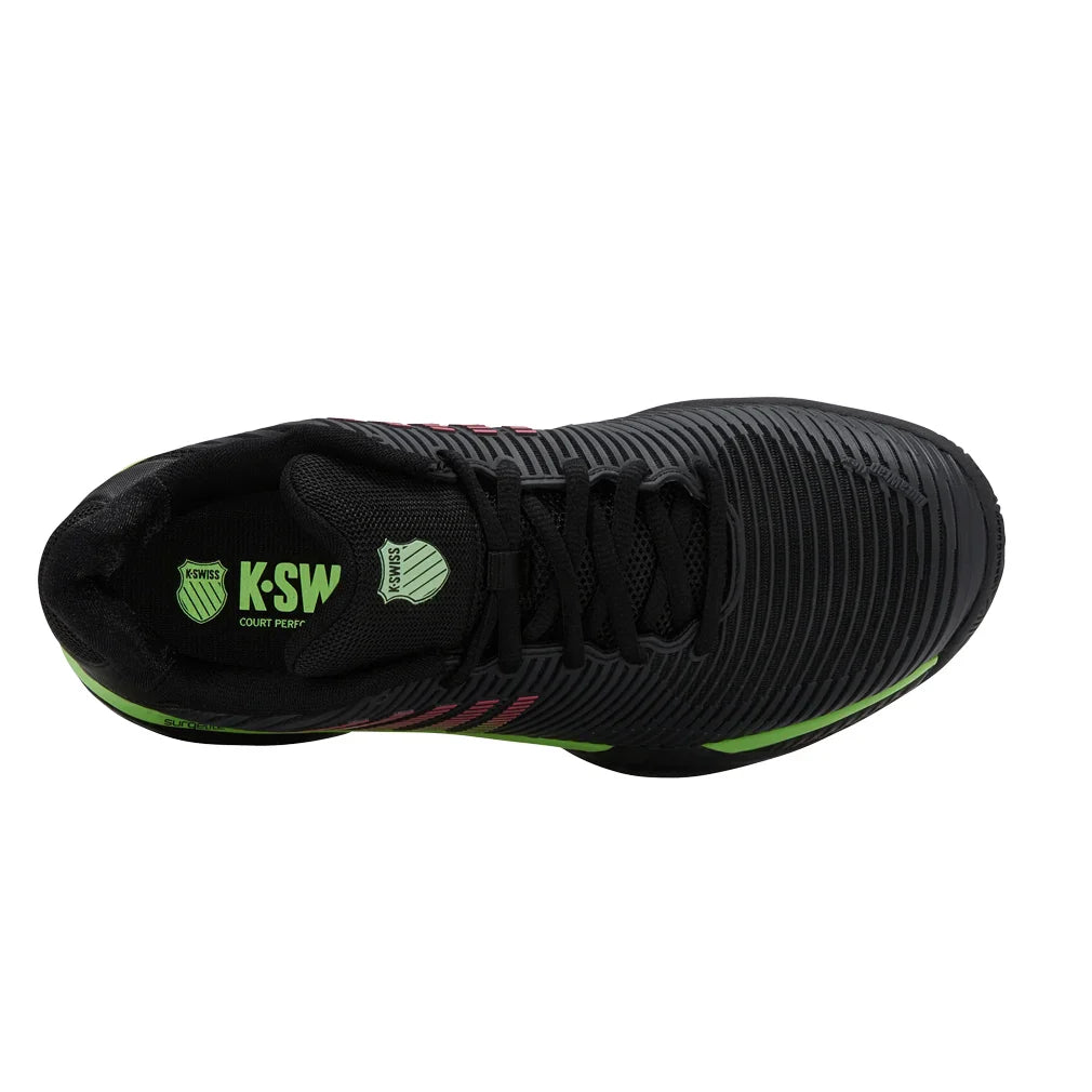 Men`s Hypercourt Express 2 Tennis Shoes Black and Soft Neon Green Tennis Express