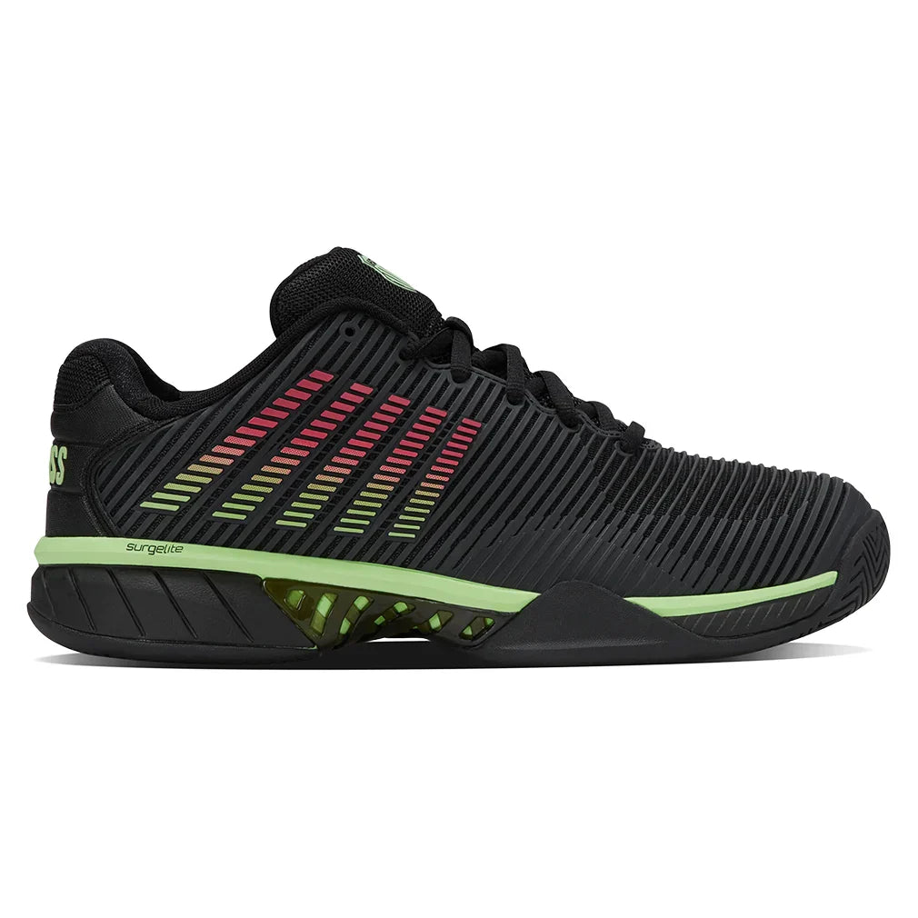Men`s Hypercourt Express 2 Tennis Shoes Black and Soft Neon Green Tennis Express