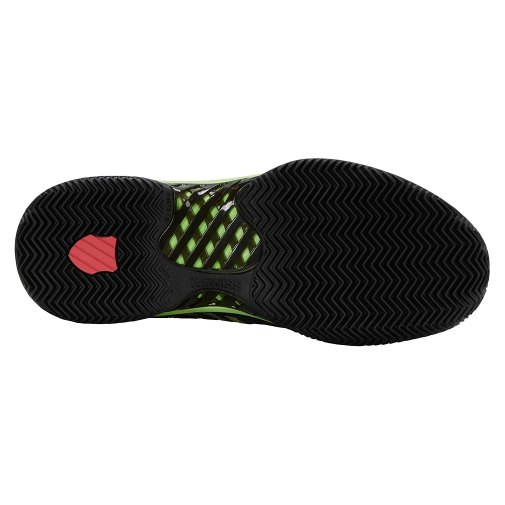 Men`s Hypercourt Express 2 Clay Tennis Shoes Black and Soft Neon Green Footwear K-swiss
