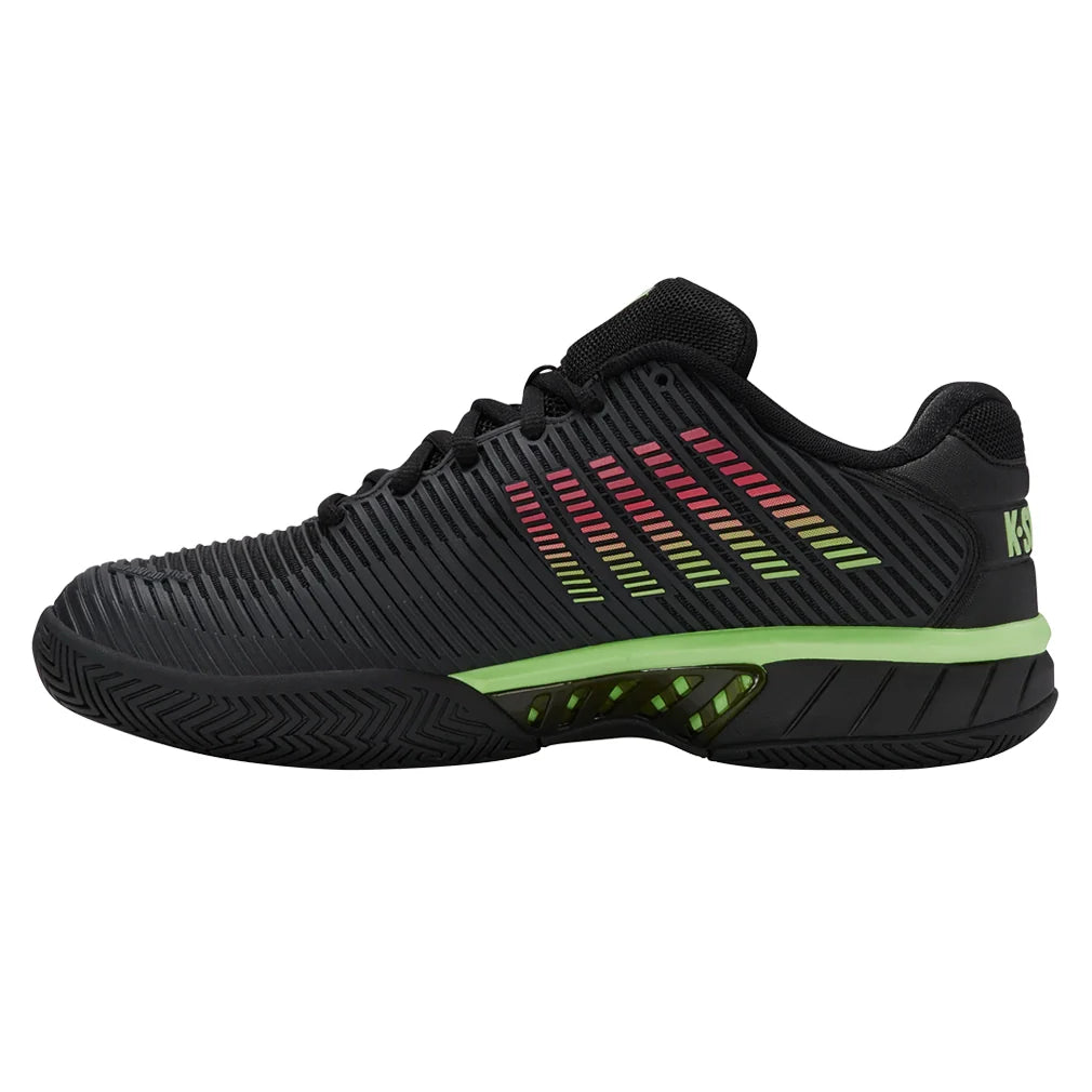 Men`s Hypercourt Express 2 2E Width Tennis Shoes Black and Soft Green Footwear K-Swiss