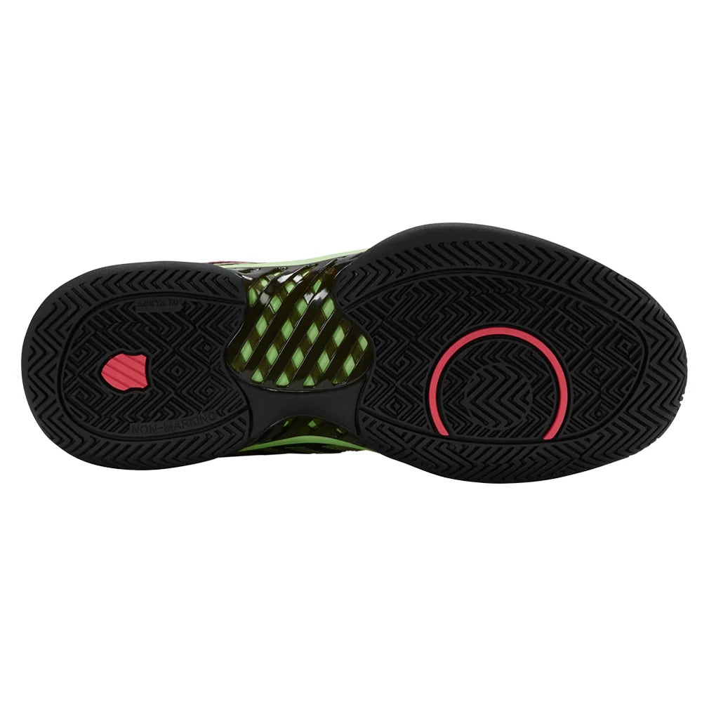 Men`s Hypercourt Express 2 2E Width Tennis Shoes Black and Soft Green Footwear K-Swiss