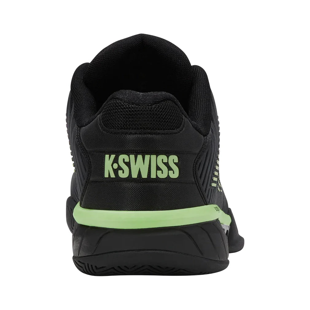 Men`s Hypercourt Express 2 2E Width Tennis Shoes Black and Soft Green Footwear K-Swiss