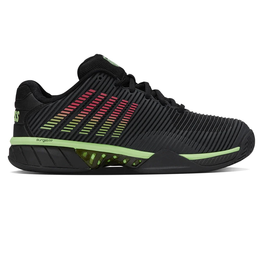 Men`s Hypercourt Express 2 2E Width Tennis Shoes Black and Soft Green Footwear K-Swiss