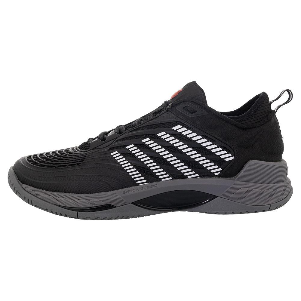 Men's Hypercourt Supreme 2 Tennis Shoes Black and Steel Gray Footwear K-Swiss