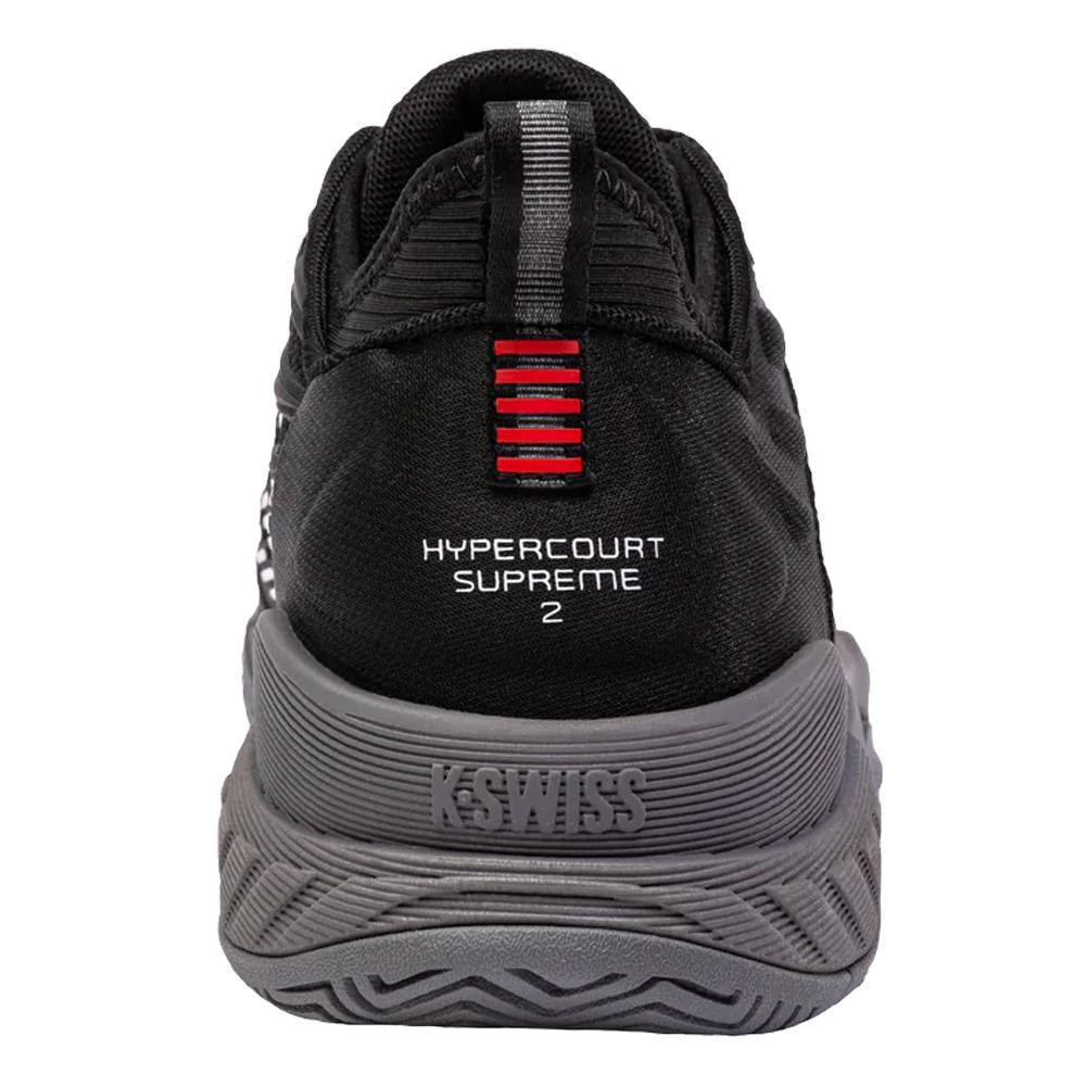 Men's Hypercourt Supreme 2 Tennis Shoes Black and Steel Gray Footwear K-Swiss