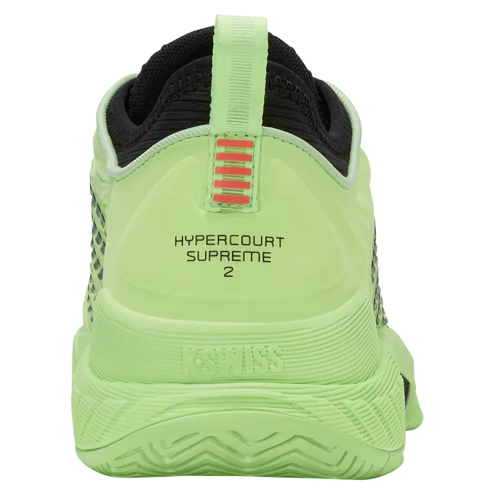 Men`s Hypercourt Supreme 2 Tennis Shoes Soft Neon Green and Black Footwear K-Swiss