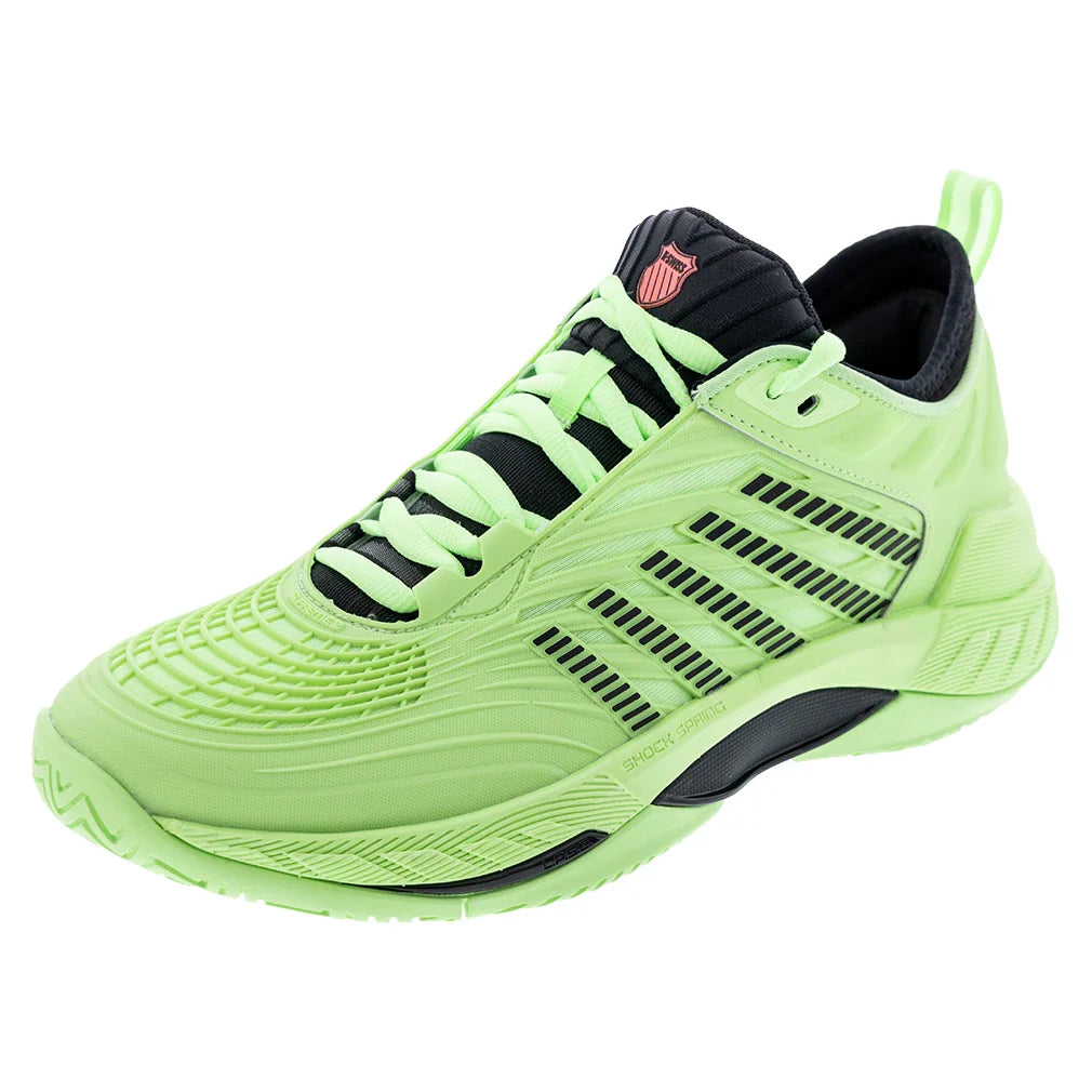 Men`s Hypercourt Supreme 2 Tennis Shoes Soft Neon Green and Black Footwear K-Swiss
