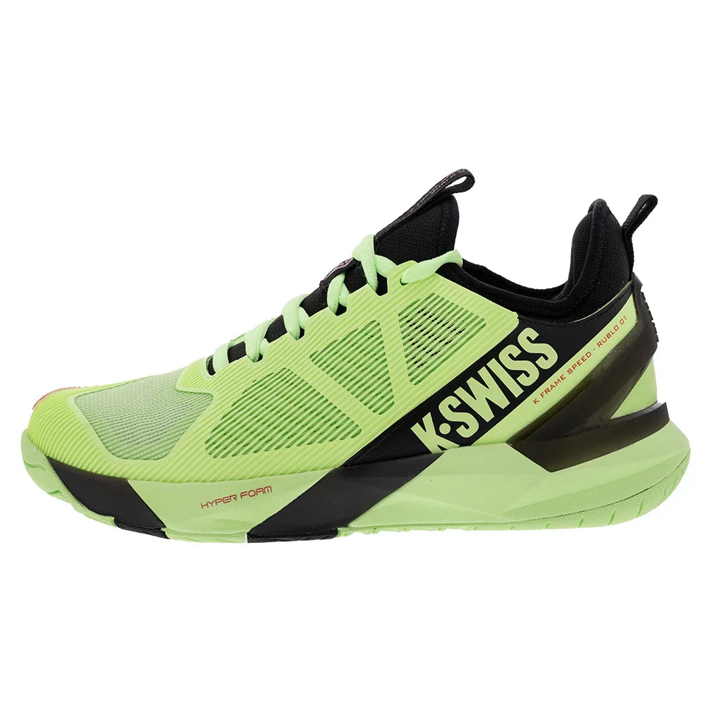 Men`s K-Frame Speed Rublo Tennis Shoes Soft Neon Green and Black Footwear K-Swiss
