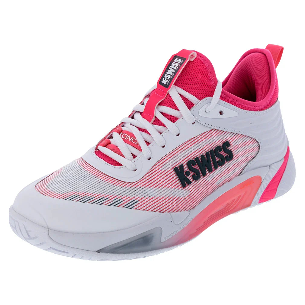 Men`s Hypercourt Pinnacle Tennis Shoes White and Pink Footwear K-Swiss
