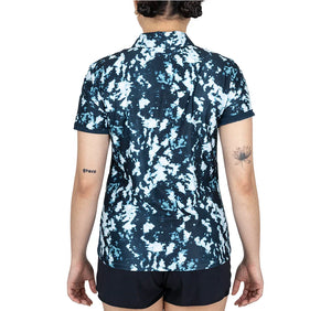 Women`s Dri-FIT Victory Short Sleeve Print Tennis Polo Armory Navy and White Apparel Nike
