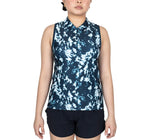 Women`s Dri-FIT Victory Sleeveless Print Tennis Polo Armory Navy and White Apparel Nike