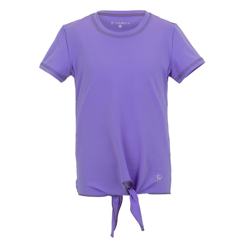 Girls' UV Colors Short Sleeve Tie Tennis Top Amethyst Apparel Sofibella