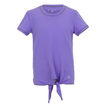 Girls' UV Colors Short Sleeve Tie Tennis Top Amethyst Apparel Sofibella
