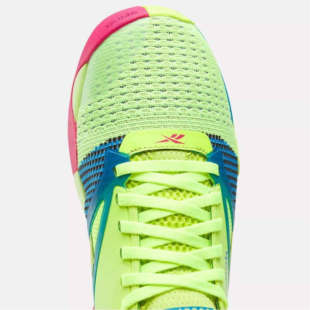 Unisex Nano Court Shoes Digital Lime and Aqua Footwear Reebok