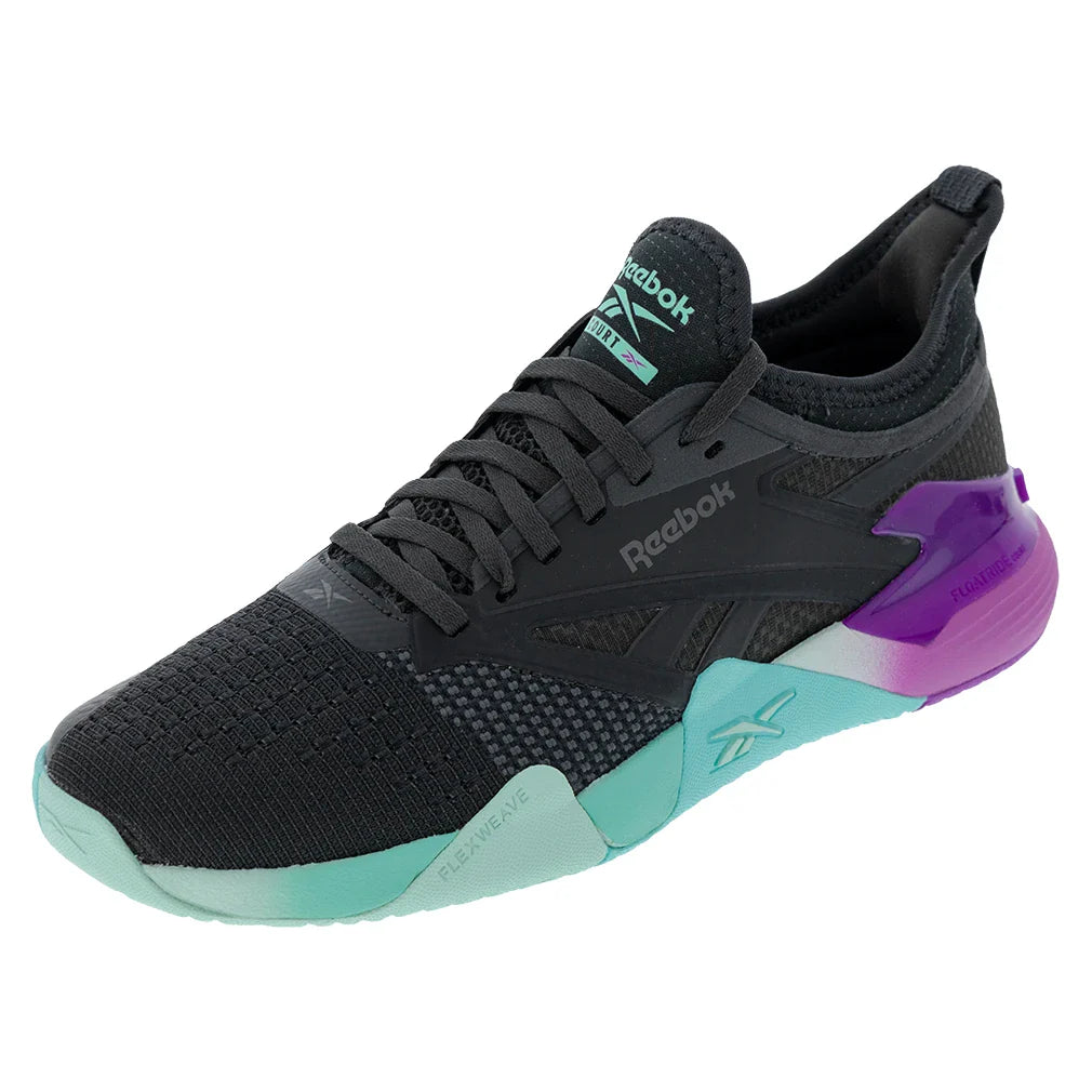 Unisex Nano Court Training Shoes Purple Rave and AI Aqua Footwear Reebok