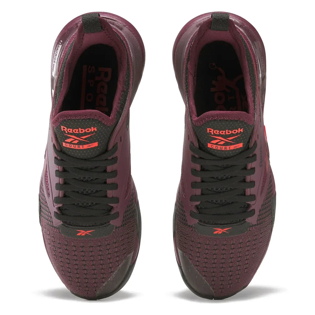 Women`s Nano Court Training Shoes Black Cherry and Black Footwear Reebok