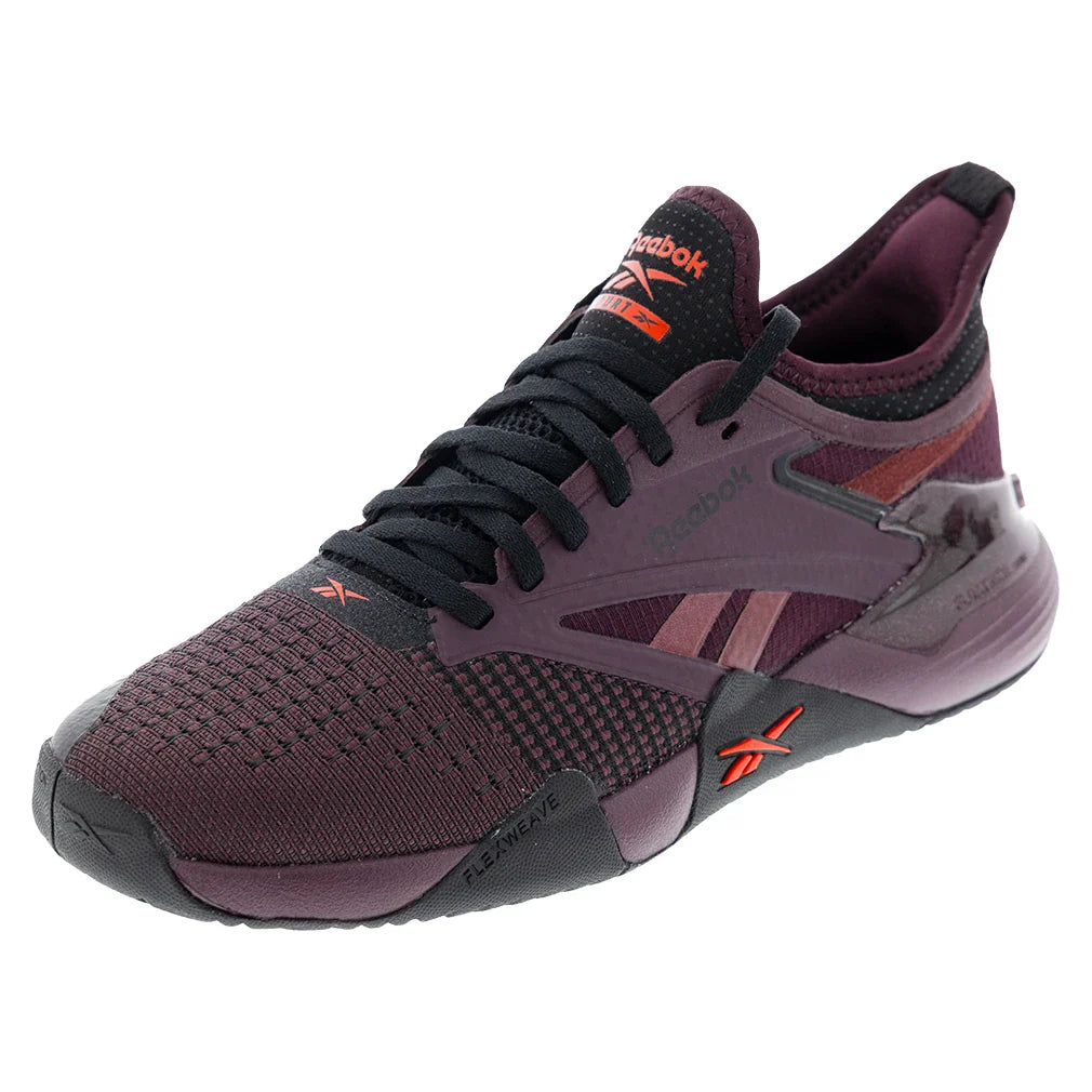 Women`s Nano Court Training Shoes Black Cherry and Black Footwear Reebok