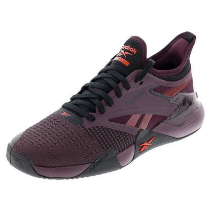 Women`s Nano Court Training Shoes Black Cherry and Black Footwear Reebok
