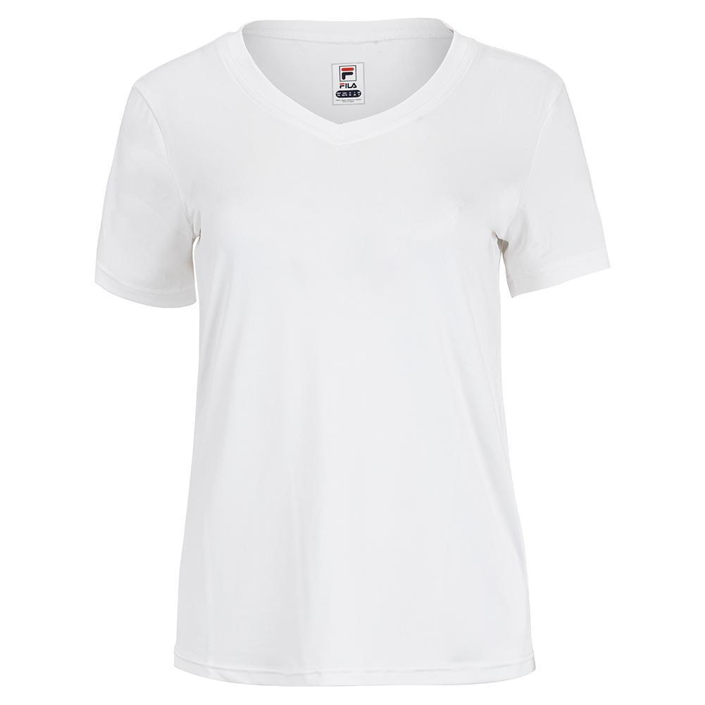 Women`s V-Neck Short Sleeve Pickleball Top Apparel Fila