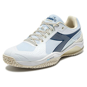 Men`s Blueshield Torneo 3 AG Tennis Shoes Whisper White and Ensign Blue Footwear Diadora