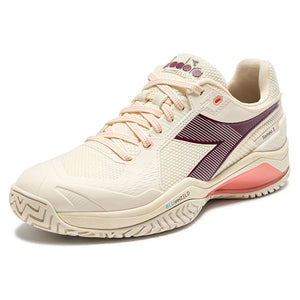Women`s Blushield Torneo 3 AG Tennis Shoes Whisper White and Maroon Footwear Diadora