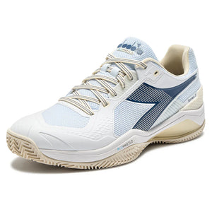 Men`s Blueshield Torneo 3 Clay Tennis Shoes Whisper White and Ensign Blue Footwear Diadora