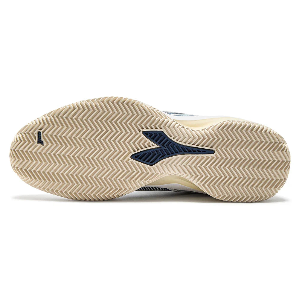 Men`s Blueshield Torneo 3 Clay Tennis Shoes Whisper White and Ensign Blue Footwear Diadora