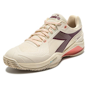 Women`s Blushield Torneo 3 Clay Tennis Shoes Whisper White and Maroon Footwear Diadora