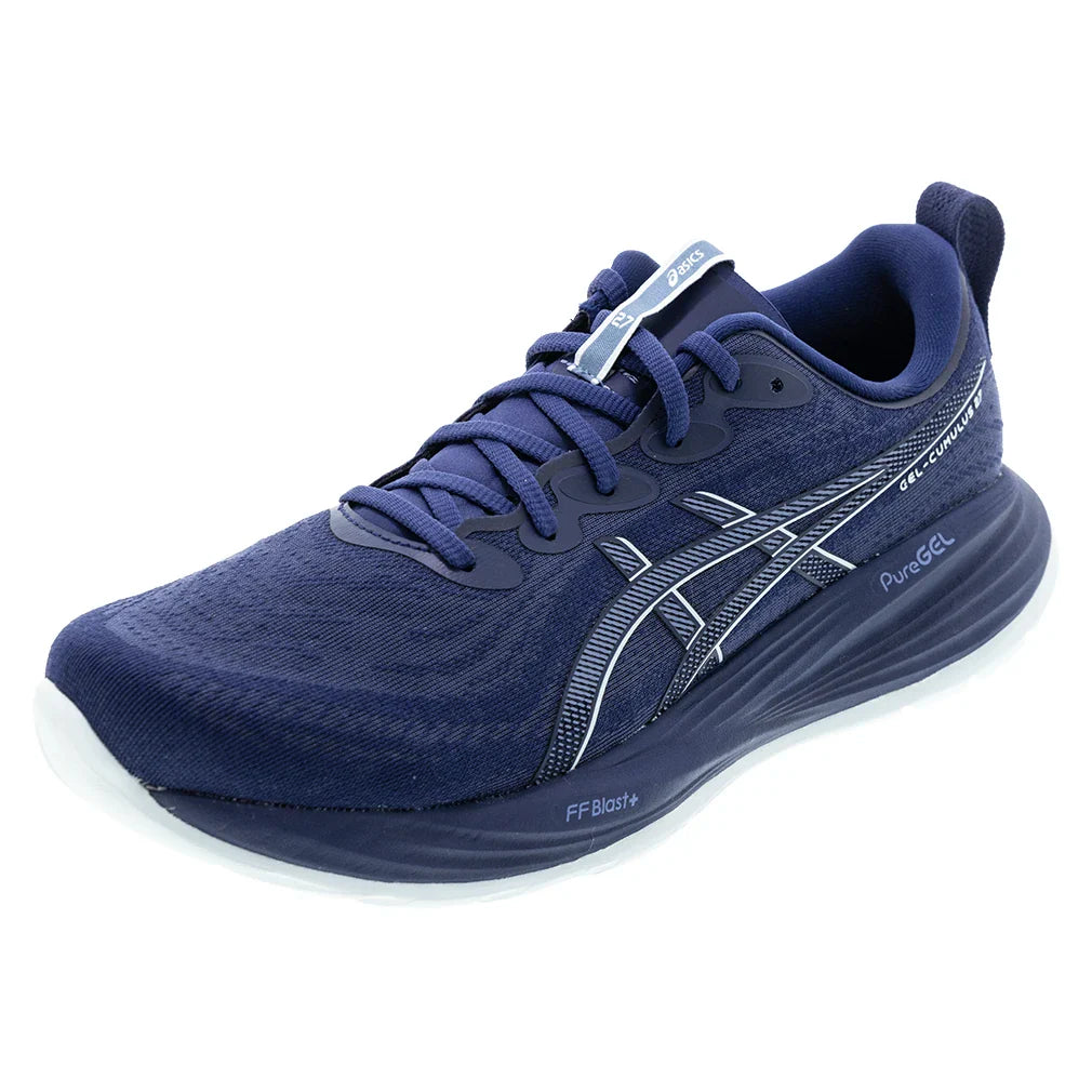 Men`s GEL-Cumulus 27 Running Shoes Indigo Blue and Cool Grey Footwear Asics