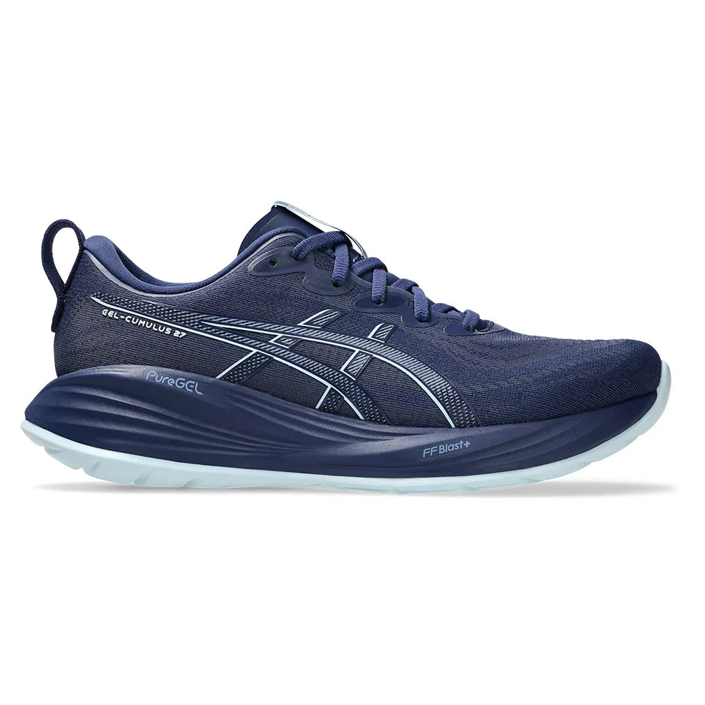 Men`s GEL-Cumulus 27 Running Shoes Indigo Blue and Cool Grey Footwear Asics