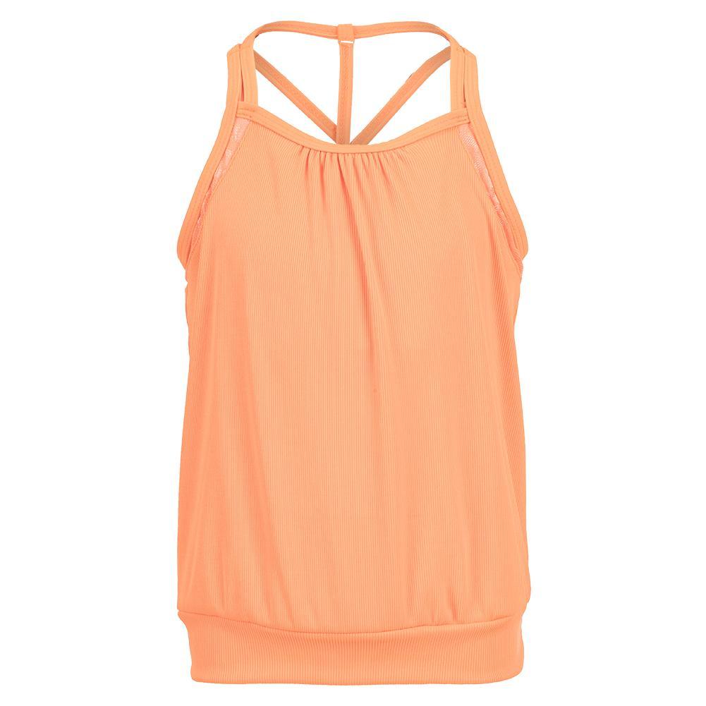 Girls' In Motion Bralette Tennis Tank Orange Glow Apparel Lucky In Love