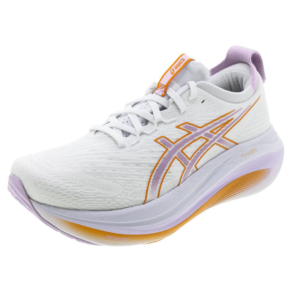 Women`s GEL-Nimbus 27 Running Shoes White and Light Ube Footwear Asics