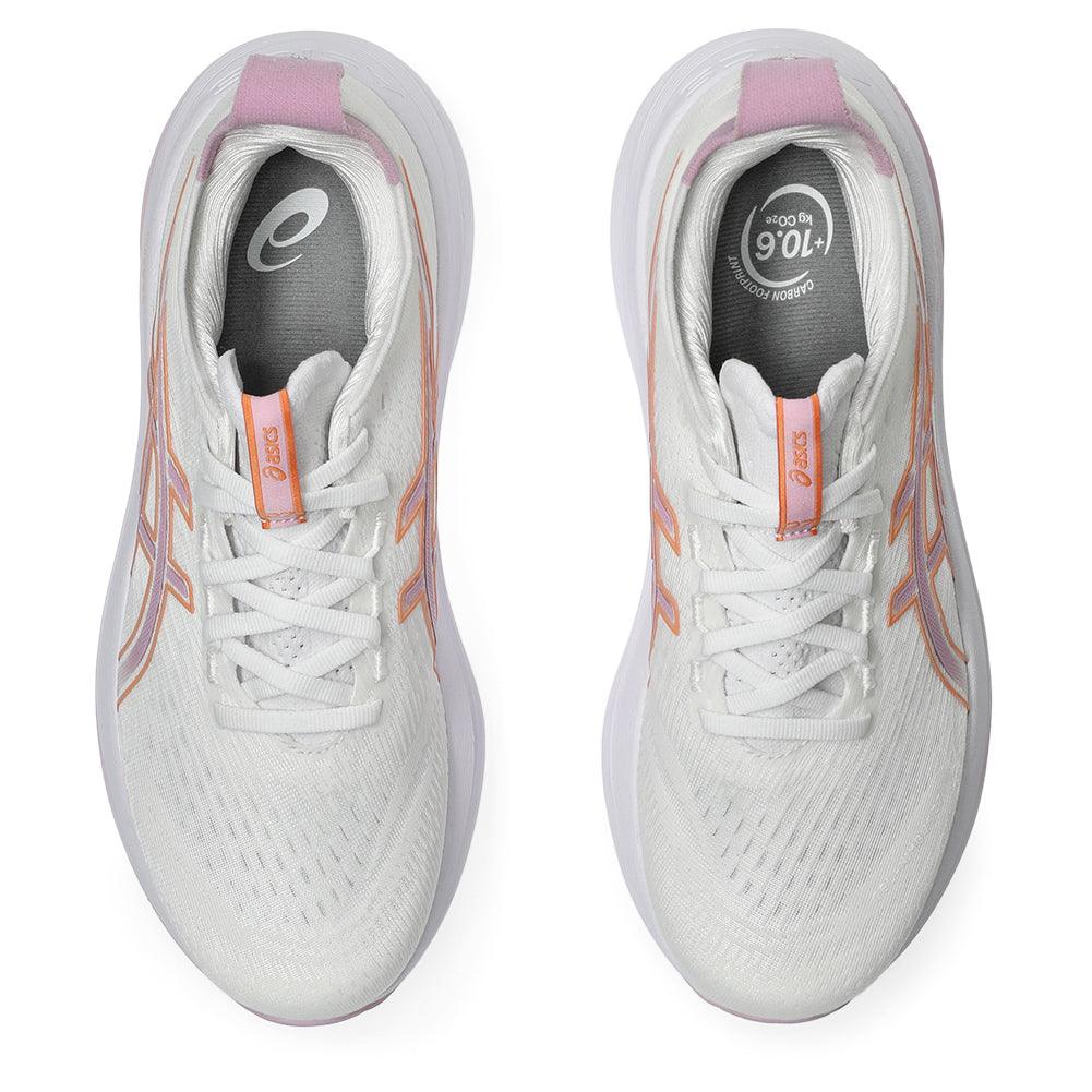 Women`s GEL-Nimbus 27 Running Shoes White and Light Ube Footwear Asics