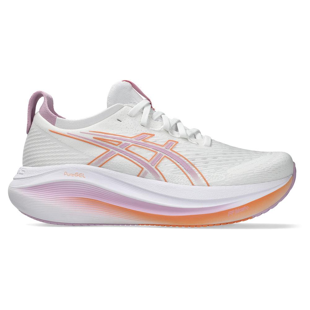 Women`s GEL-Nimbus 27 Running Shoes White and Light Ube Footwear Asics