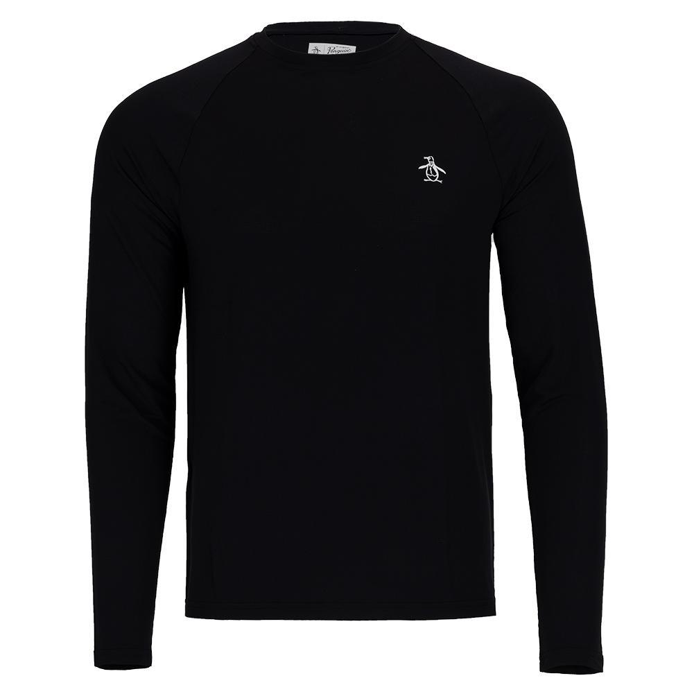 Men's Solid Performance Long Sleeve Tennis Raglan Caviar Apparel Penguin