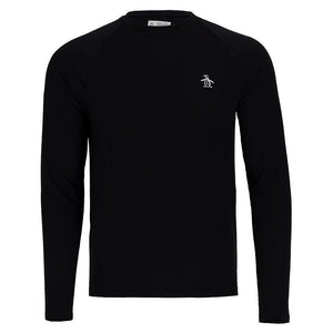 Men's Solid Performance Long Sleeve Tennis Raglan Caviar Apparel Penguin