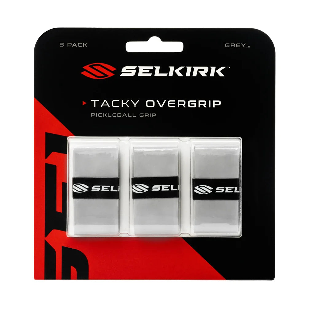 3-Pack Tacky Pickleball Overgrips Gray Accessories Selkirk