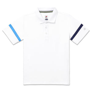 Boys' PLR Tennis Polo White and Navy Apparel Fila
