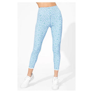 Women's Retro Revival 7/8 Tennis Legging Sky Blue Print Apparel Eleven