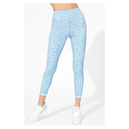 Women's Retro Revival 7/8 Tennis Legging Sky Blue Print Apparel Eleven