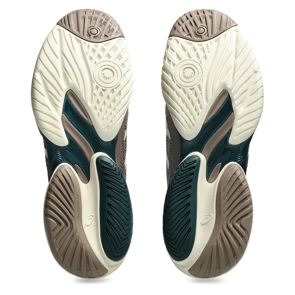 Men`s Court FF 3 Tennis Shoes Taupe Grey and White Footwear Asics