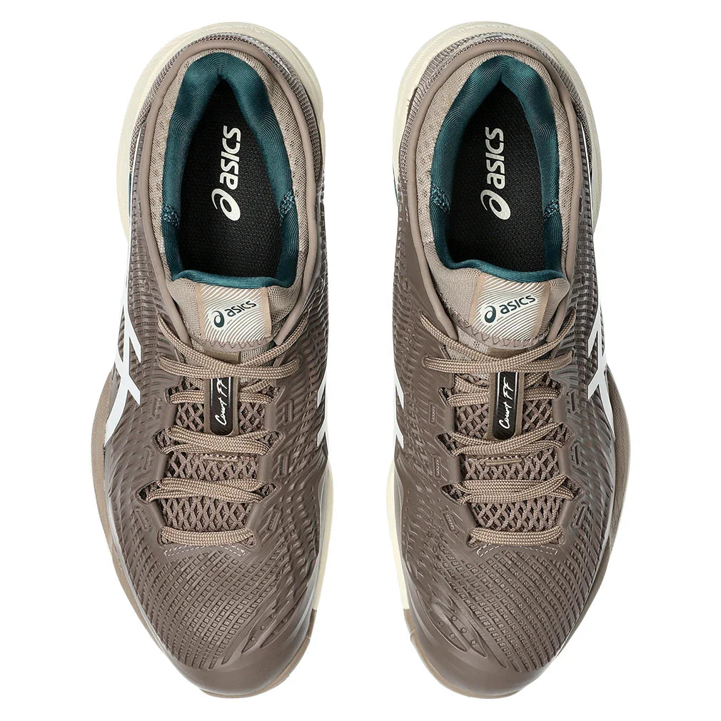 Men`s Court FF 3 Tennis Shoes Taupe Grey and White Footwear Asics