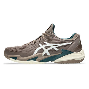 Men`s Court FF 3 Tennis Shoes Taupe Grey and White Footwear Asics