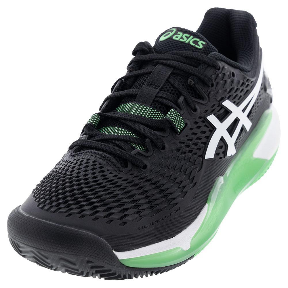 Men's GEL-Resolution 9 Clay Tennis Shoes Black and New Leaf Footwear Asics