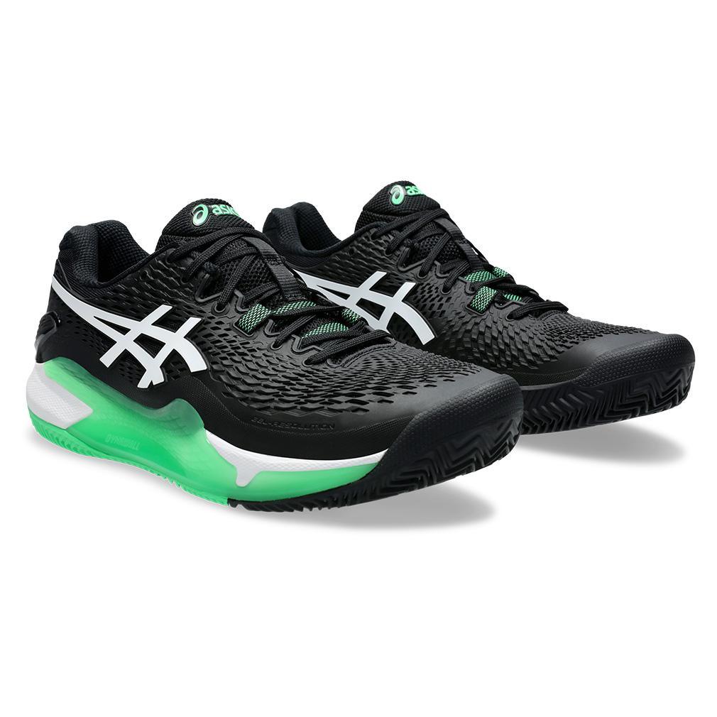 Men's GEL-Resolution 9 Clay Tennis Shoes Black and New Leaf Footwear Asics