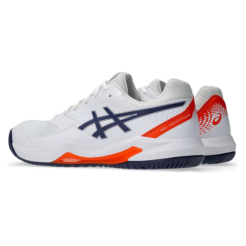 Men`s GEL-Dedicate 8 Tennis Shoes White and Indigo Fog Footwear Asics