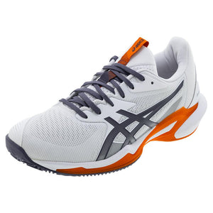 Men`s Solution Speed FF 3 Clay Tennis Shoes White and Greyish Purple Footwear Asics